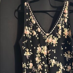 Oscar De La Renta Pink Label Floral Black Ribbon Rosette Dress